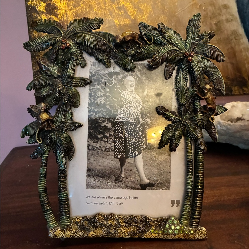 Tropical Palm Tree Monkey Jeweled 5x7 Photo Frame – Glam Jungle Decor - Picture 3 of 9